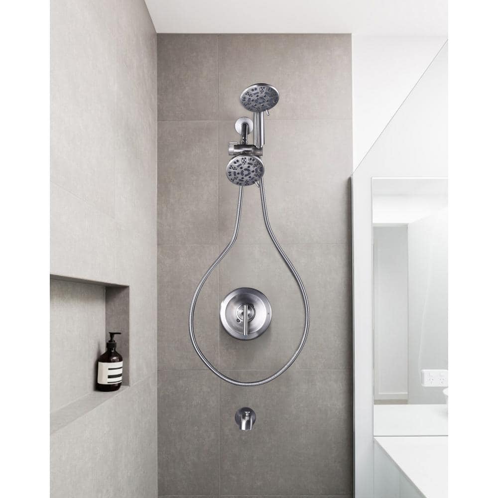 Brushed Nickel 7-Spray Wall Mounted Shower System with Handheld