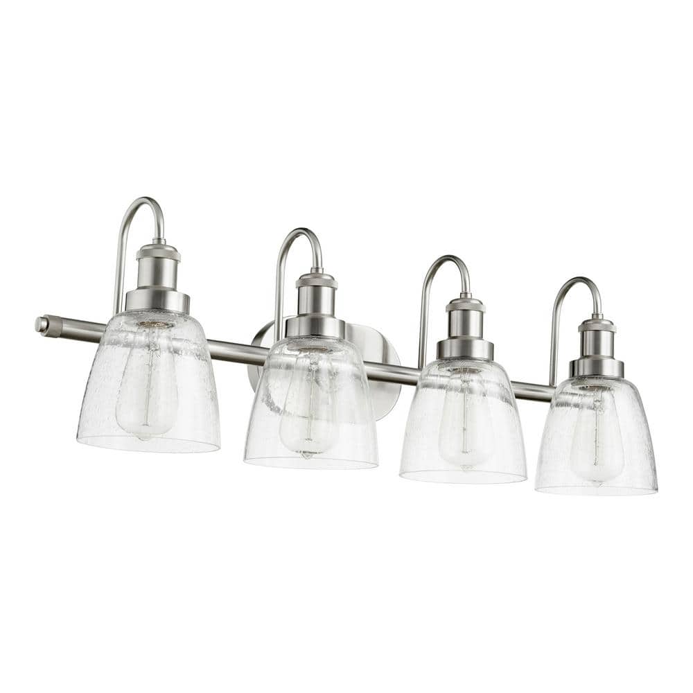 "Transitional 30.25"" in Width 4 Light Satin Nickel Vanity Lights with Cleared Seeded Glass" price history on PriceWatchPro