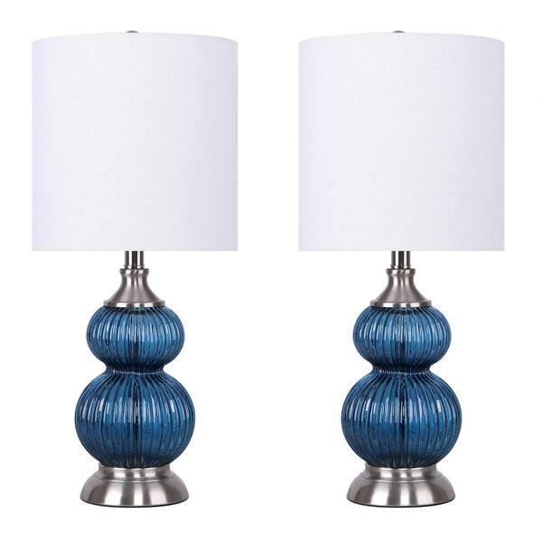 Sapphire Blue Seeded Glass Table Lamps, Grandview Lighting Table Lamps