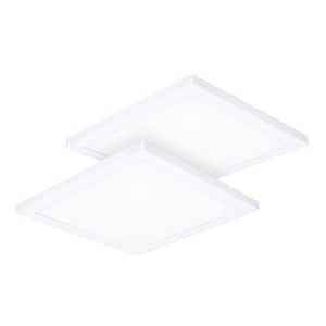 Square 12 in. 96-Watt Equivalence 1-Light White Dimmable Integrated LED Flush Mount Ceiling Lights 2700K 4000K (2-Pack)