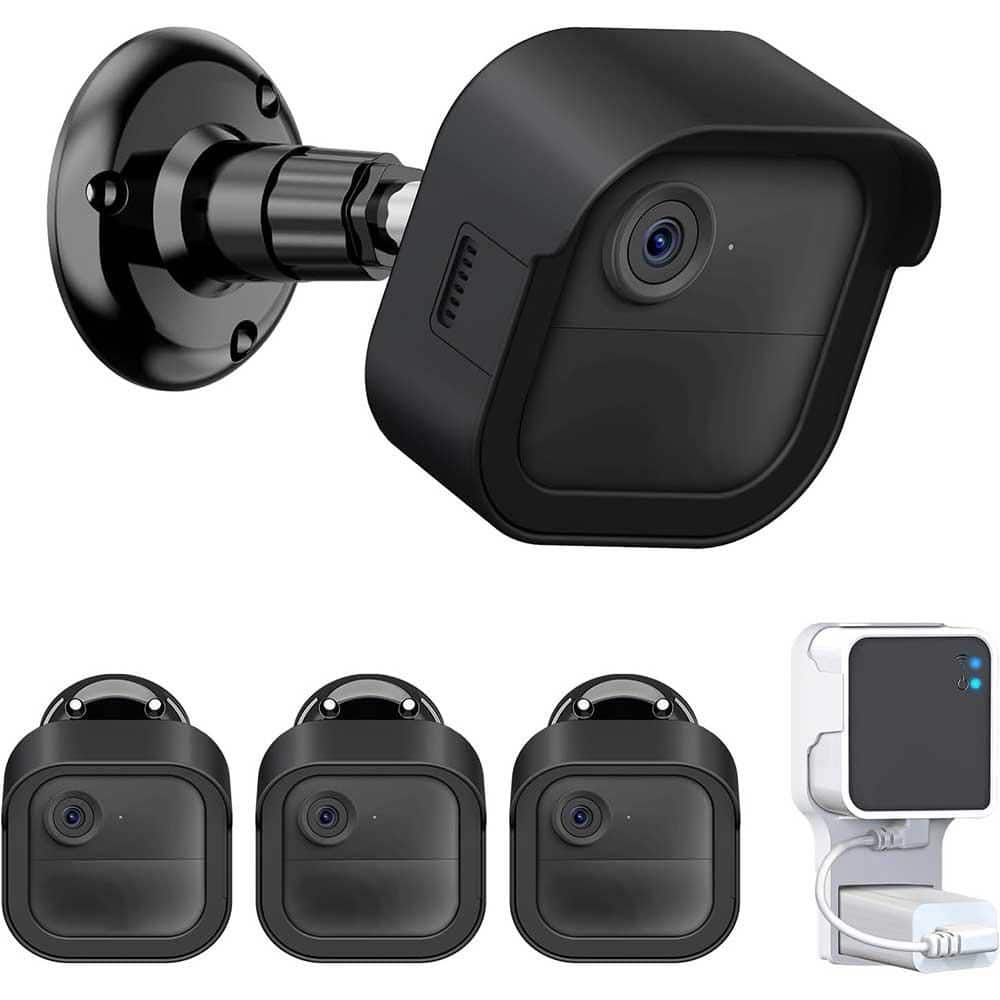Outdoor Camera Mount with Outlet Wall Holder, Protective Cover and 360° Ad