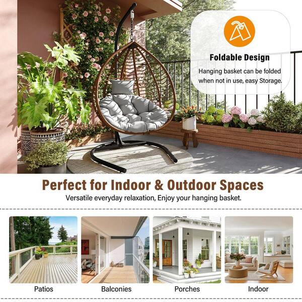 Boho Balcony Chair Double Egg Chair With Stand – Oversized Hanging