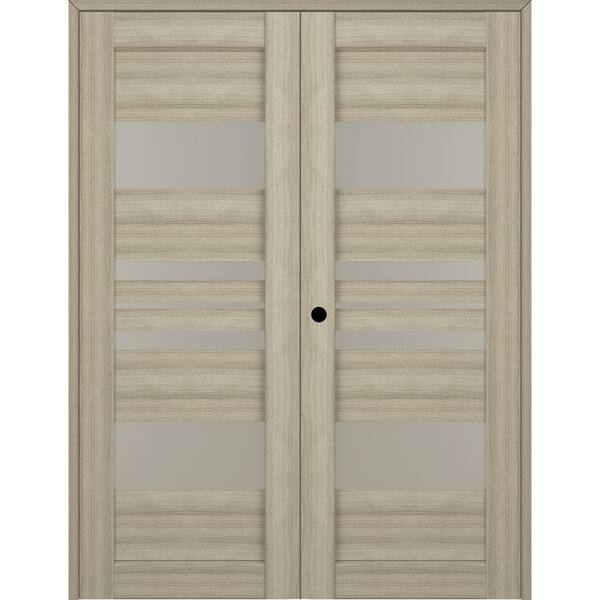 Belldinni Romi 36 in. x 80 in. Right Hand Active 5-Lite Frosted Glass Shambor Wood Composite Double Prehung French Door