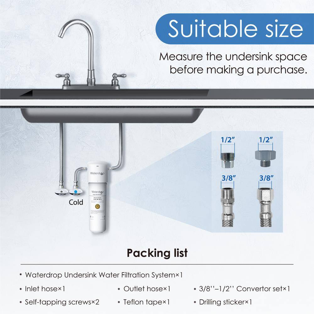 Buy 8000 Gal. 0.01 m Long Last Ultra Filtration UnderSink Water Filter System Direct Connect