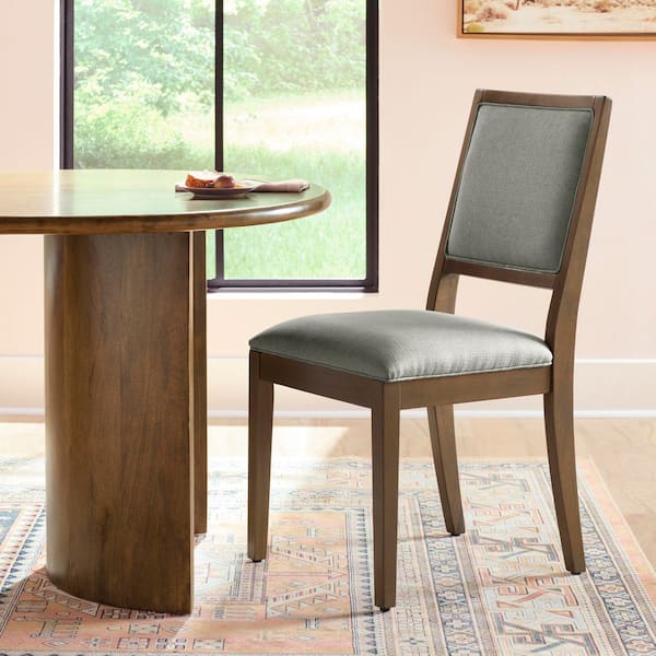 Landsdown Charcoal Upholstered Dining Chair with Haze Wood Legs (Set of 2)