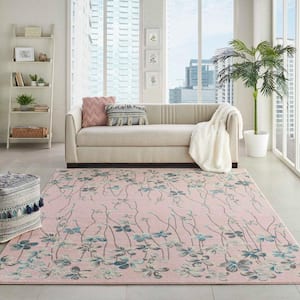 Tranquil Pink 8 ft. x 10 ft. Floral Modern Area Rug