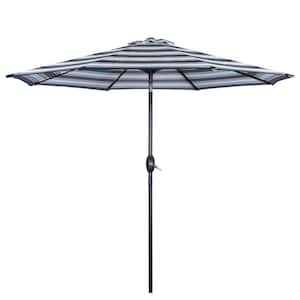 9 ft. Aluminum Market Patio Umbrella in Black and White with Adjustable Canopy Tilt