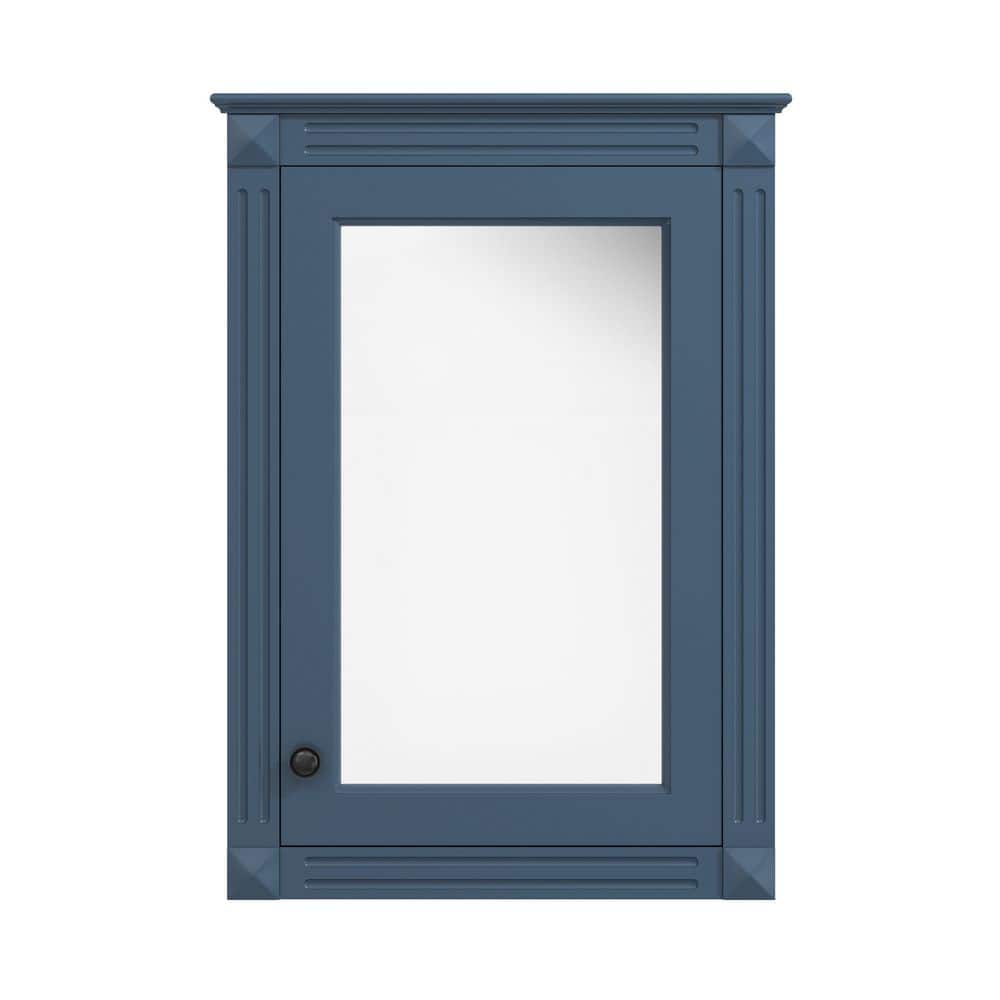 20 in. W x 27.8 in. H Rectangular Solid Wood and MDF Medicine Cabinet with Mirror in Blue durable construction price history on PriceWatchPro