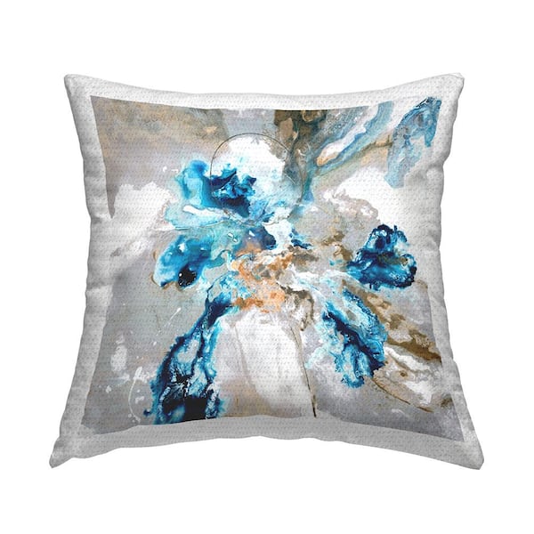 Stupell Industries Blue and Grey Abstract Ripples Blue Square Outdoor Throw Pillow