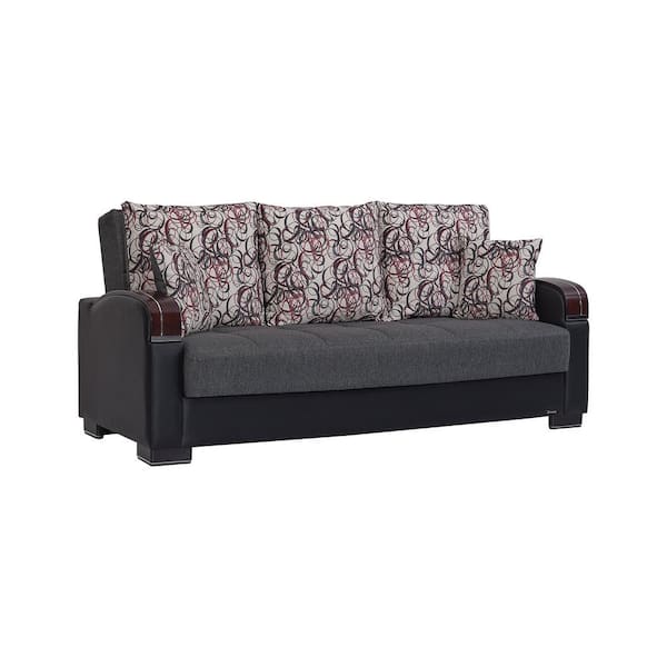 Goliath Collection Convertible 87 in. Grey Chenille 3-Seater Twin Sleeper Sofa Bed with Storage