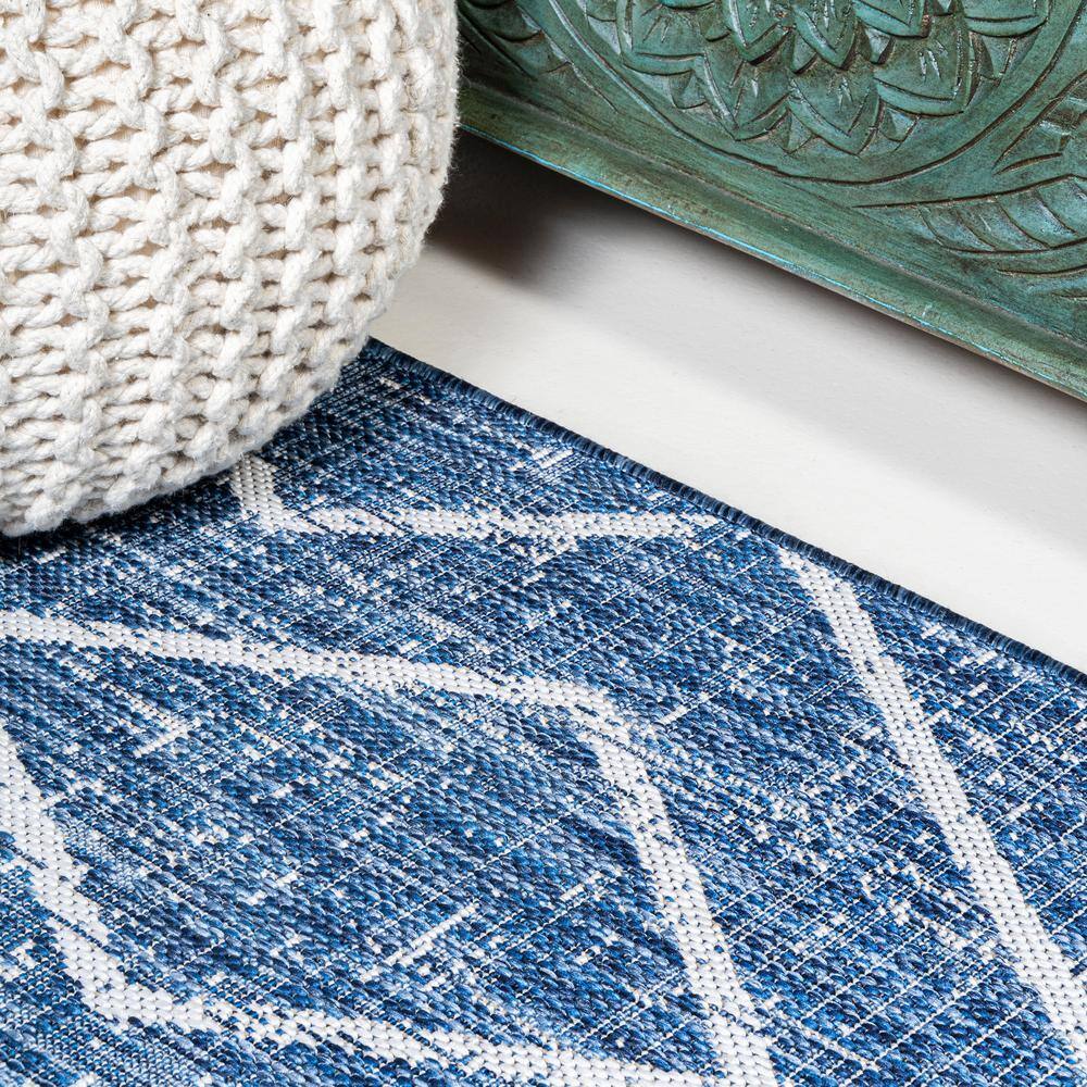 Carwa Blue/Ivory Synthetic Trellis 2x8 Area Rug