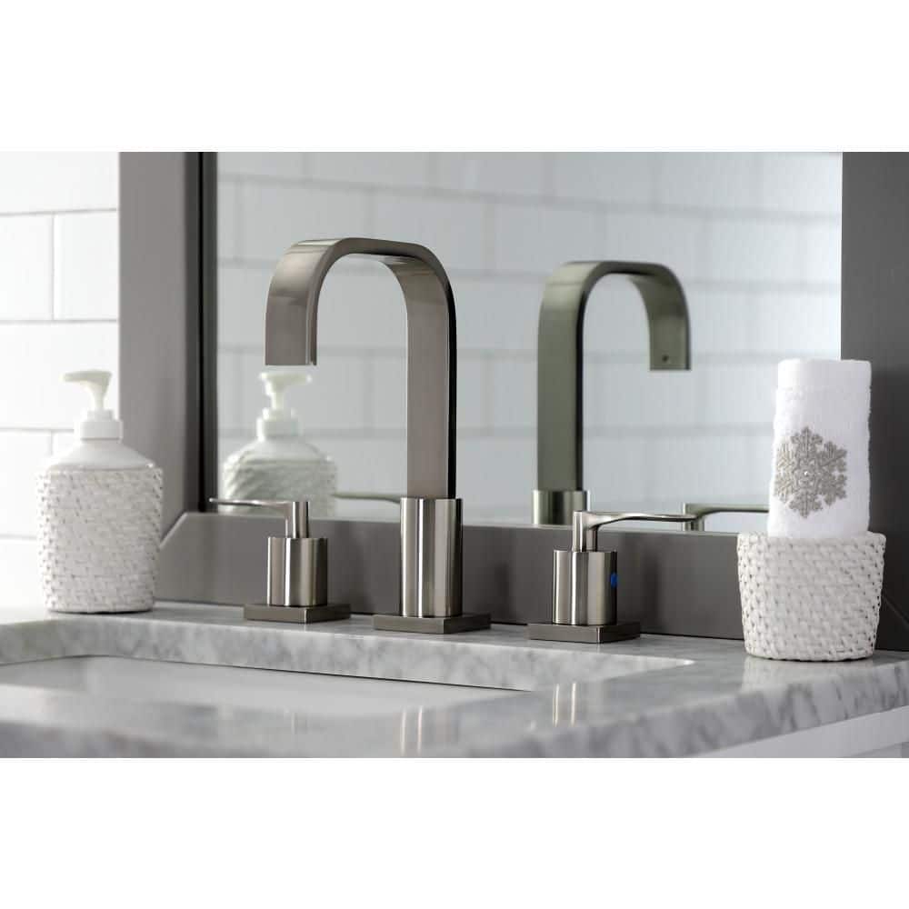 Serena Bold 9'' Modern Widespread Bathroom Faucet in Brushed Nickel