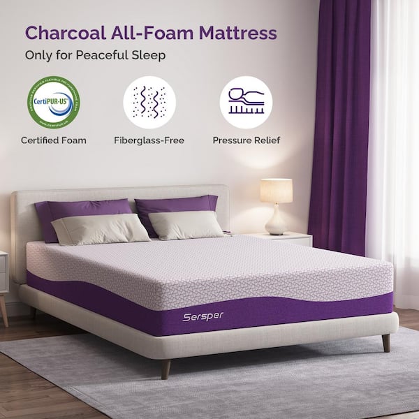 10 in. Medium Hybrid Bamboo Charcoal Gel Memory Foam Smooth Top Queen Mattress