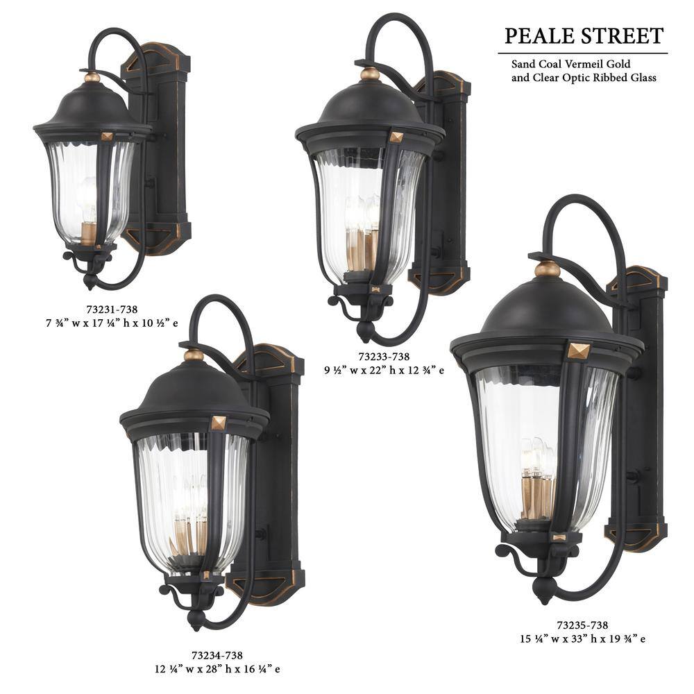 Peale Street Black and Gold 4-Light Outdoor Hanging Lantern