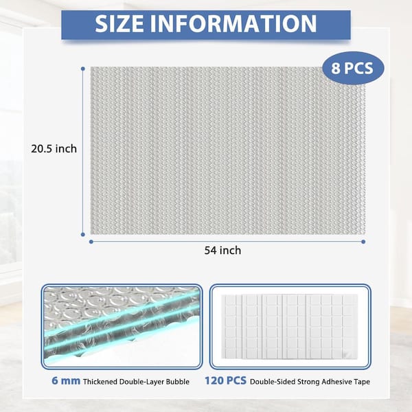 xinyoec 8 Pack 20.5 in. x 4.5 ft. Radiant Barrier, Reflective