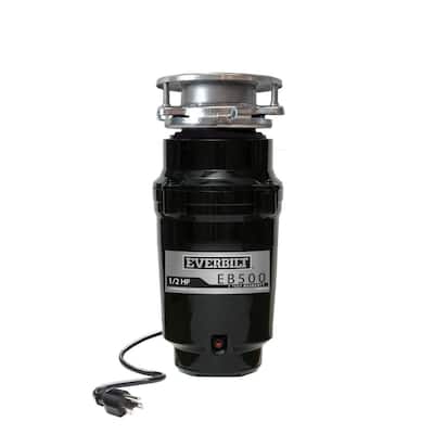 1/2 HP Standard Continuous Feed Garbage Disposal with Stainless Steel Sink Flange and Attached Power Cord