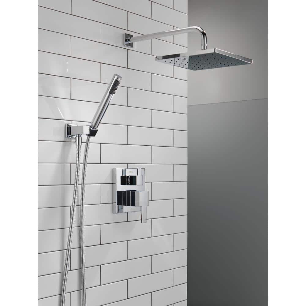 Modern Chrome Raincan Shower System with Handheld Spray