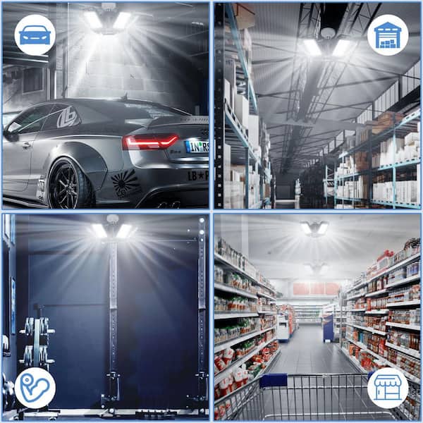 1 ft. 180-Watt White LED Shop Light with 6plus1 Adjustable Panels for Garage, Basement, and Workshop (4-Pack)