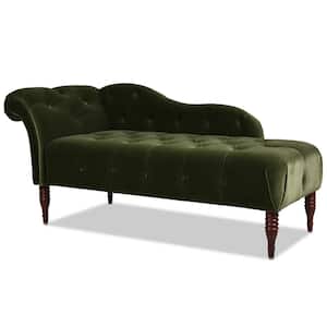 Samuel Traditional Green Performance Velvet Right Arm Facing Tufted Roll Arm Indoor Living Room Chaise Lounge Chair
