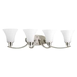 Joy Collection 4-Light Brushed Nickel Etched Glass Traditional Bath Vanity Light
