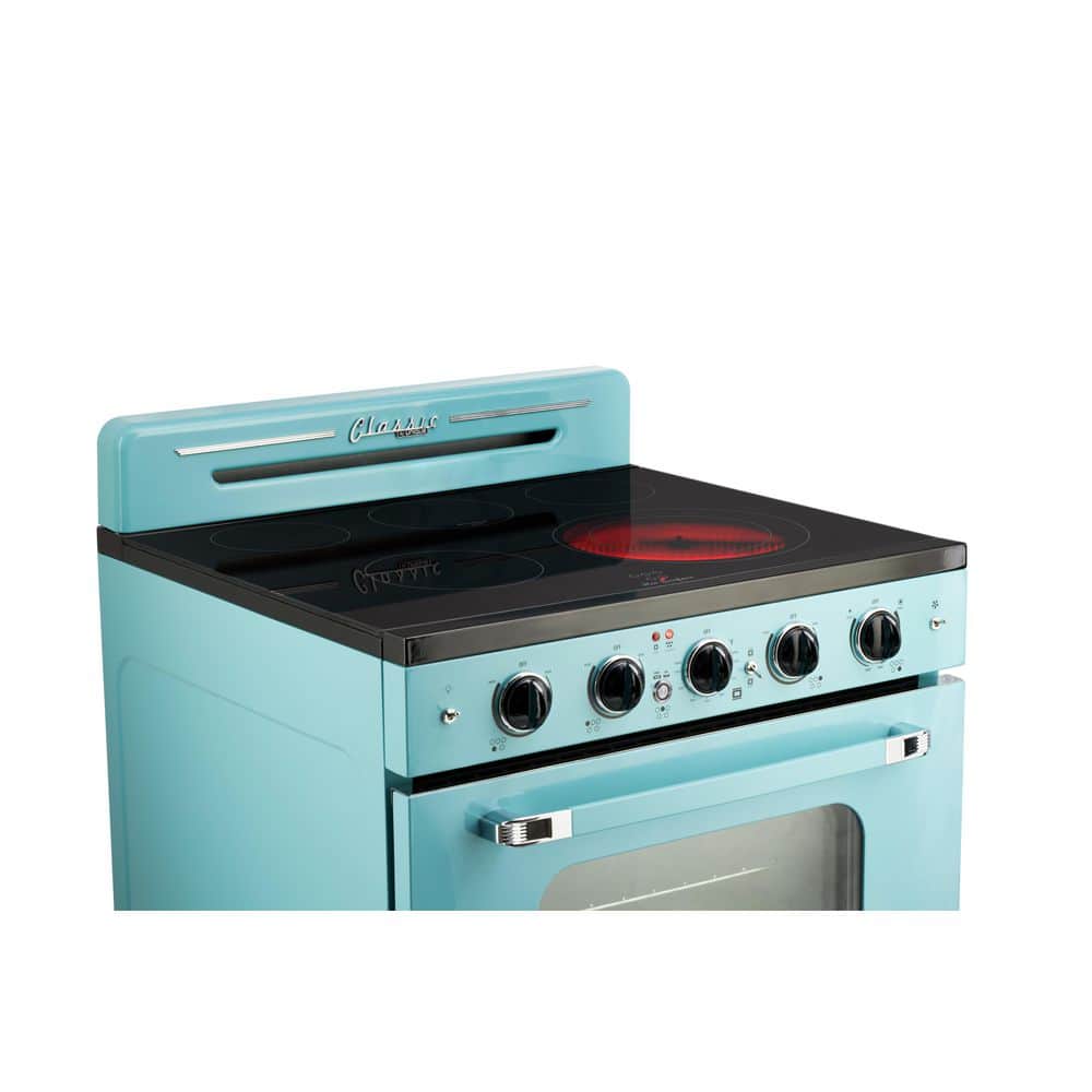 Ocean Mist Turquoise 30" Retro Freestanding Electric Range with Convection Oven