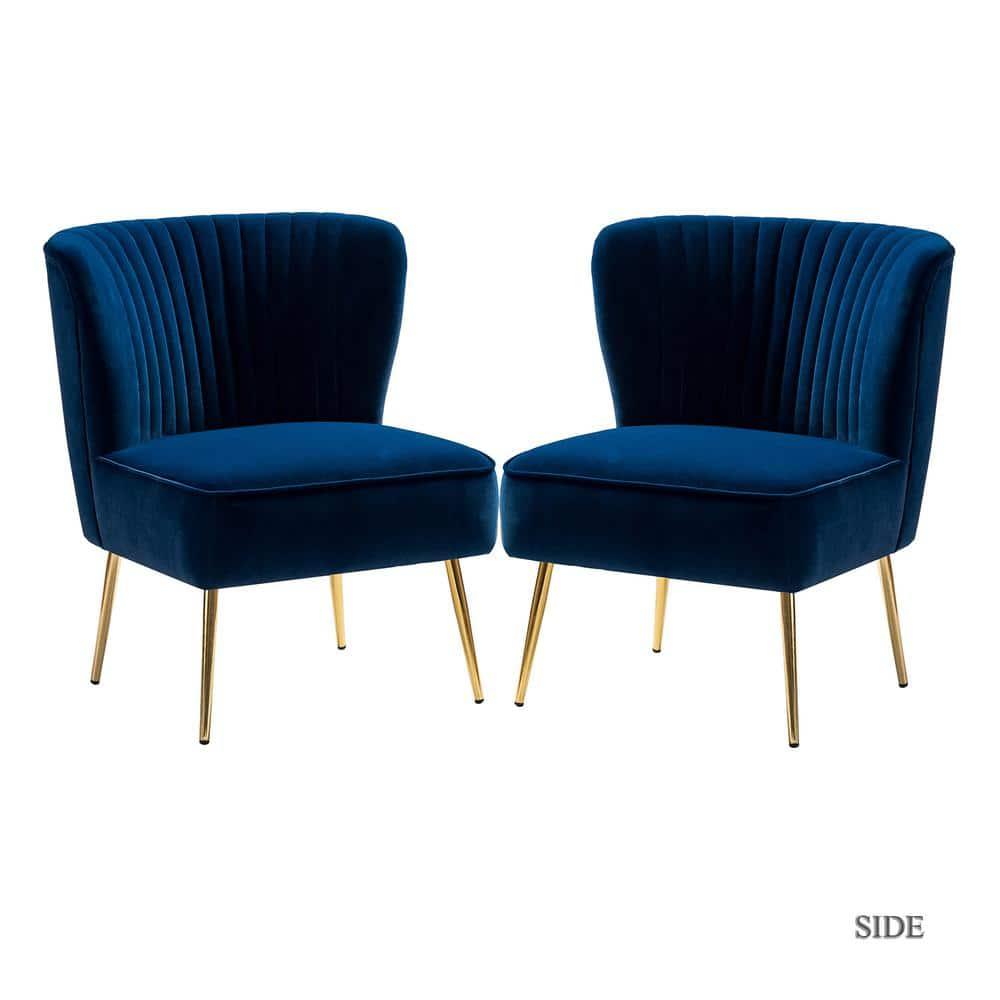 JAYDEN CREATION Monica Modern Navy Velvet Comfy Living Room Side Chair with  Golden Metal Legs (Set of 2) CHMJM002-NAVY-S2 - The Home Depot