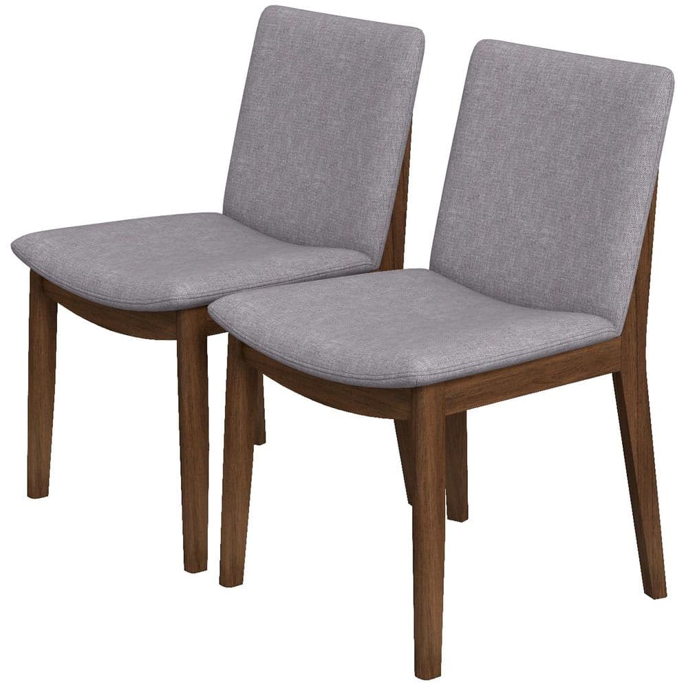 Valentine Mid-Century Modern Light Grey Fabric Dining Chair (Set of 2) -  Ashcroft Furniture Co, ASH0313