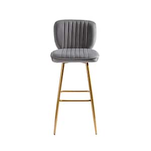 40.55 in. H metal Gray Bar Stools with Low Back and Footrest