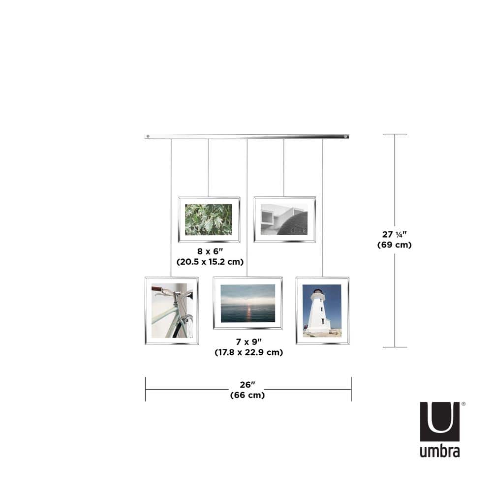 Chrome Floating Wall-Mounted 4x6 Picture Frame Set