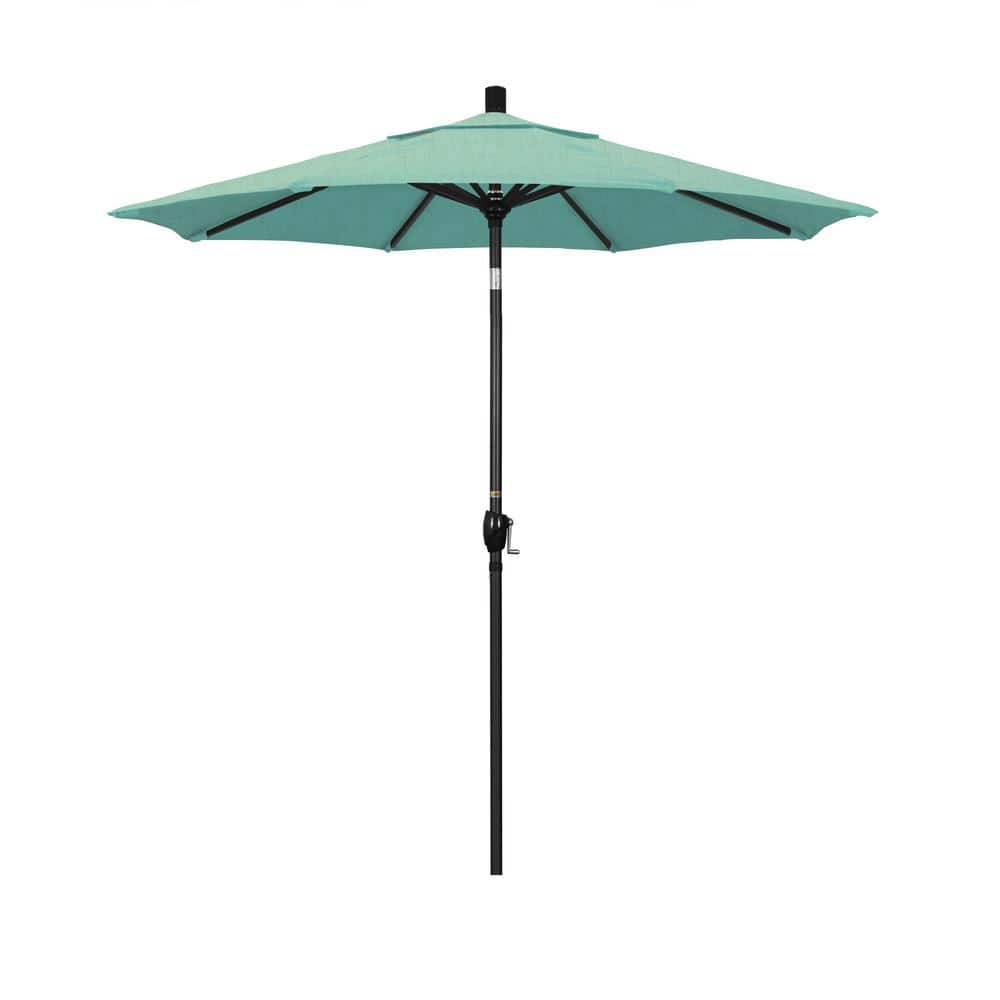7.5 ft. Stone Black Aluminum Market Patio Umbrella with Push Tilt Crank Lift in Spectrum Mist Sunbrella price history on PriceWatchPro