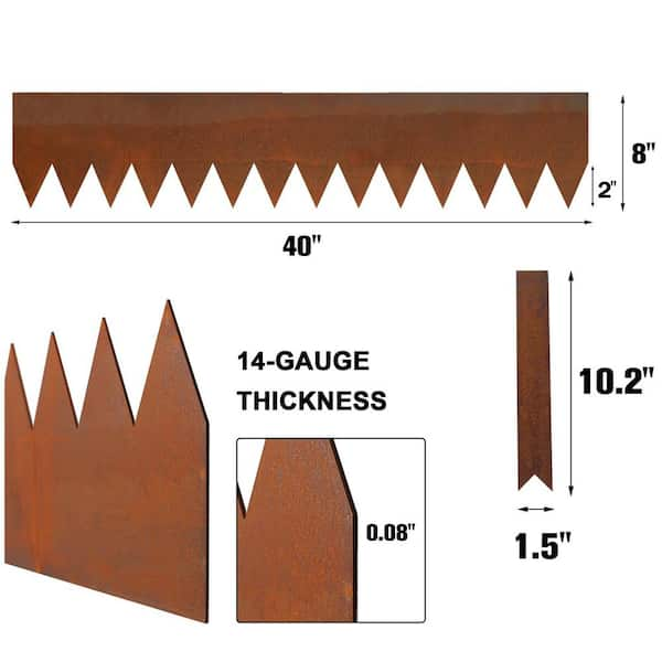 40 in. x 8 in. 14-Gauge Cor-Ten Steel Landscape Edging (6-pack)