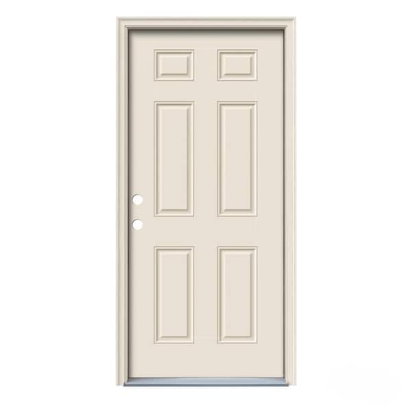 JELD-WEN 32 in. x 78 in. 6-Panel Primed Steel Prehung Right-Hand Inswing Front Door w/Brickmould
