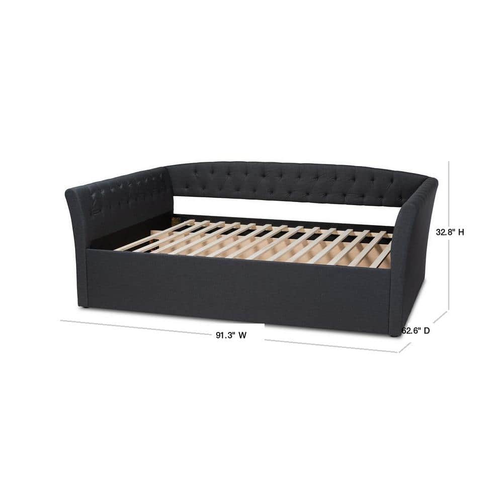 Dark Gray Tufted Upholstered Queen Daybed