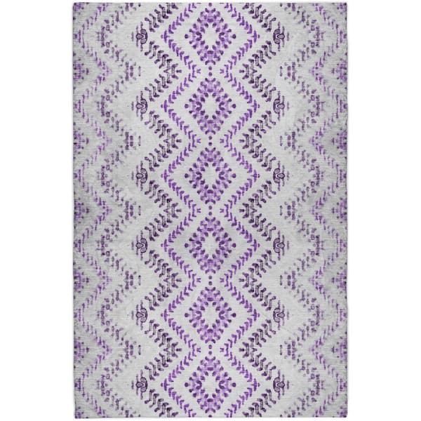 Dream Shag Premium Machine Washable Abstract ADS684 Purple 3 ft. x 5 ft. Area Rug