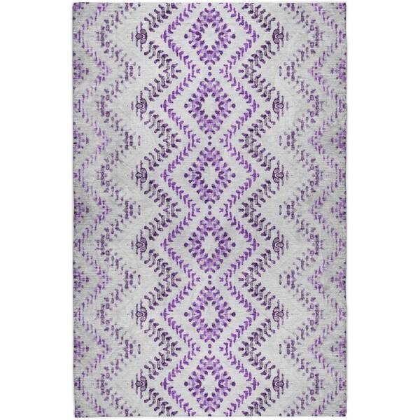 Dream Shag Premium Machine Washable Abstract ADS684 Purple 2 ft. x 7 ft. Runner Rug