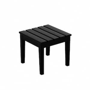 Shoreside Black Square HDPE Plastic 18 in. Modern Outdoor Side Table
