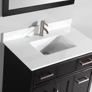 Genoa 36 in. W x 22 in. D x 36 in. H Bath Vanity in Espresso with Engineered Marble Top in White with Basin and Mirror