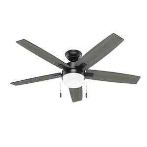 Anisten 52 in. Indoor Matte Black Standard Ceiling Fan with LED Bulbs Included