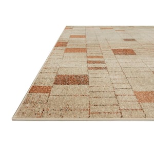Bowery Tangerine/Taupe 7 ft. 10 in. x 10 ft. Contemporary Geometric Area Rug