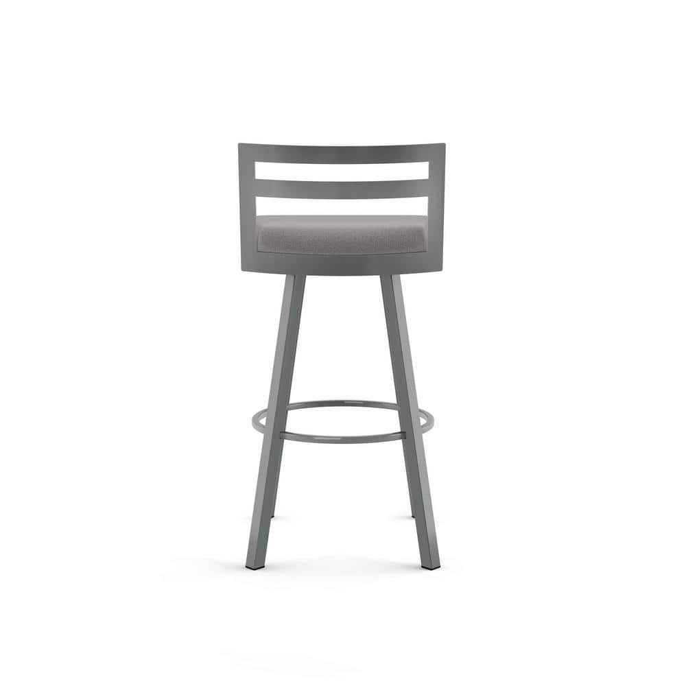 Derek 26" Swivel Counter Stool in Grey Polyester & Metallic Grey