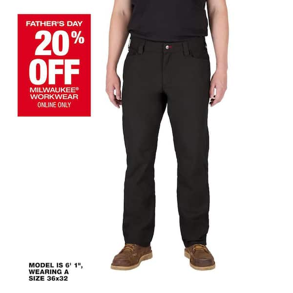 Men's 34 in. x 30 in. Black Cotton/Polyester Work Pants with 7 Pockets