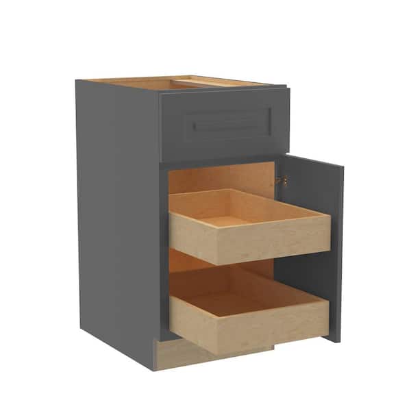 Home Decorators Collection Grayson 18 in. W x 24 in. D x 34.5 in. H Assembled Plywood Base Kitchen Cabinet in Deep Onyx with 2ROT Spice Soft Cls RH