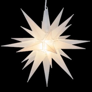 14 in. Illuminated LED Clear Frosted Holiday Moravian Star