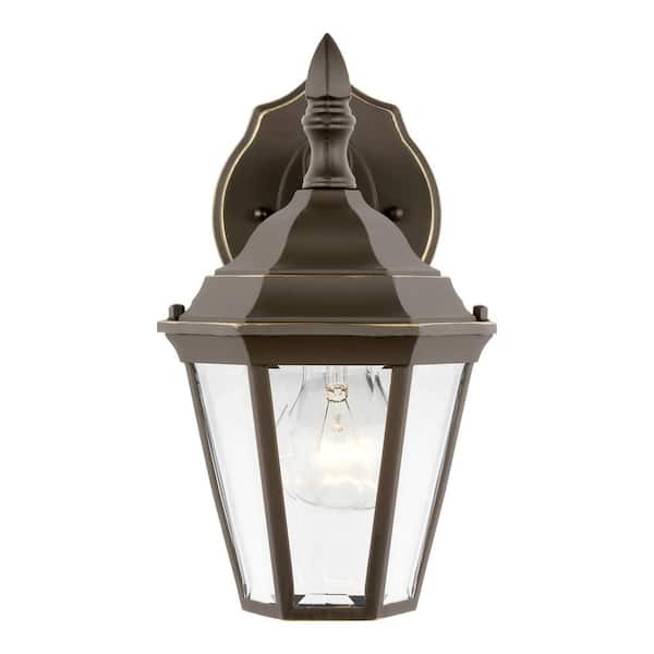 Generation Lighting Bakersville 6.5 in. 1-Light Antique Bronze Traditional Outdoor Wall Lantern Sconce with Clear Beveled Glass Panels