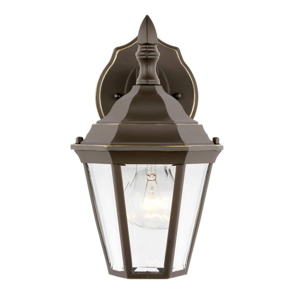 Bakersville 6.5 in. 1-Light Antique Bronze Traditional Outdoor Wall Lantern Sconce with Clear Beveled Glass Panels price history on PriceWatchPro
