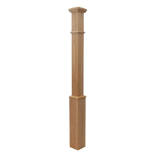 Stair Parts 55 in. x 4-5/8 in. Unfinished Hemlock Craftsman Box Newel Post for Stair Remodel