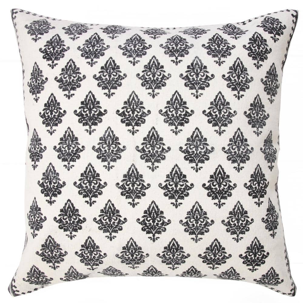 Traditional Black / White 20 in. x 20 in. Fairytale Motif Bordered Indoor T