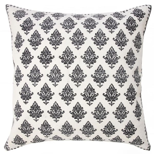 Unbranded Traditional Black / White 20 in. x 20 in. Fairytale Motif Bordered Indoor Throw Pillow