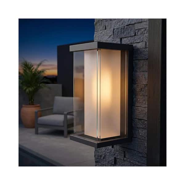 Montpelier 12.8 in. H 1-Light Black Hardwired Dusk to Dawn Outdoor Sconce Wall Lantern Sconce