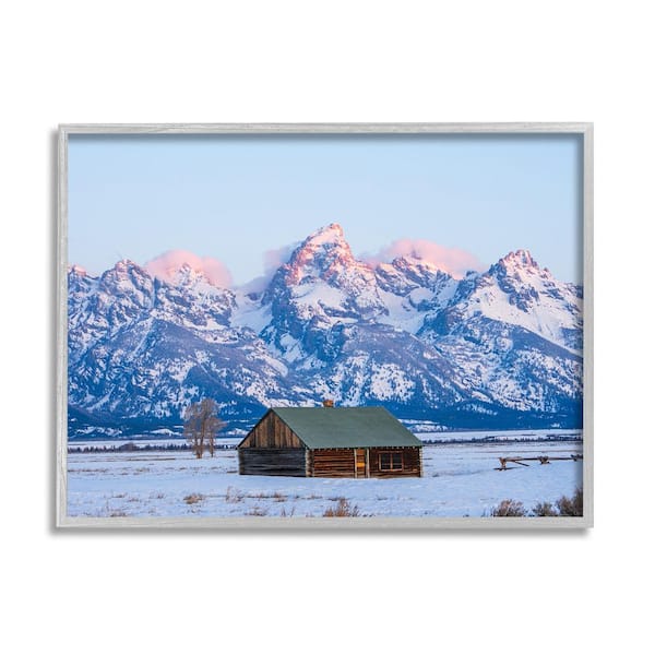 Stupell Industries Winter Snowy Peaks and Cabin by Jared Kreiss 1-Piece Framed Graphic Print Nature Poster Art Print 20 in. x 16 in.